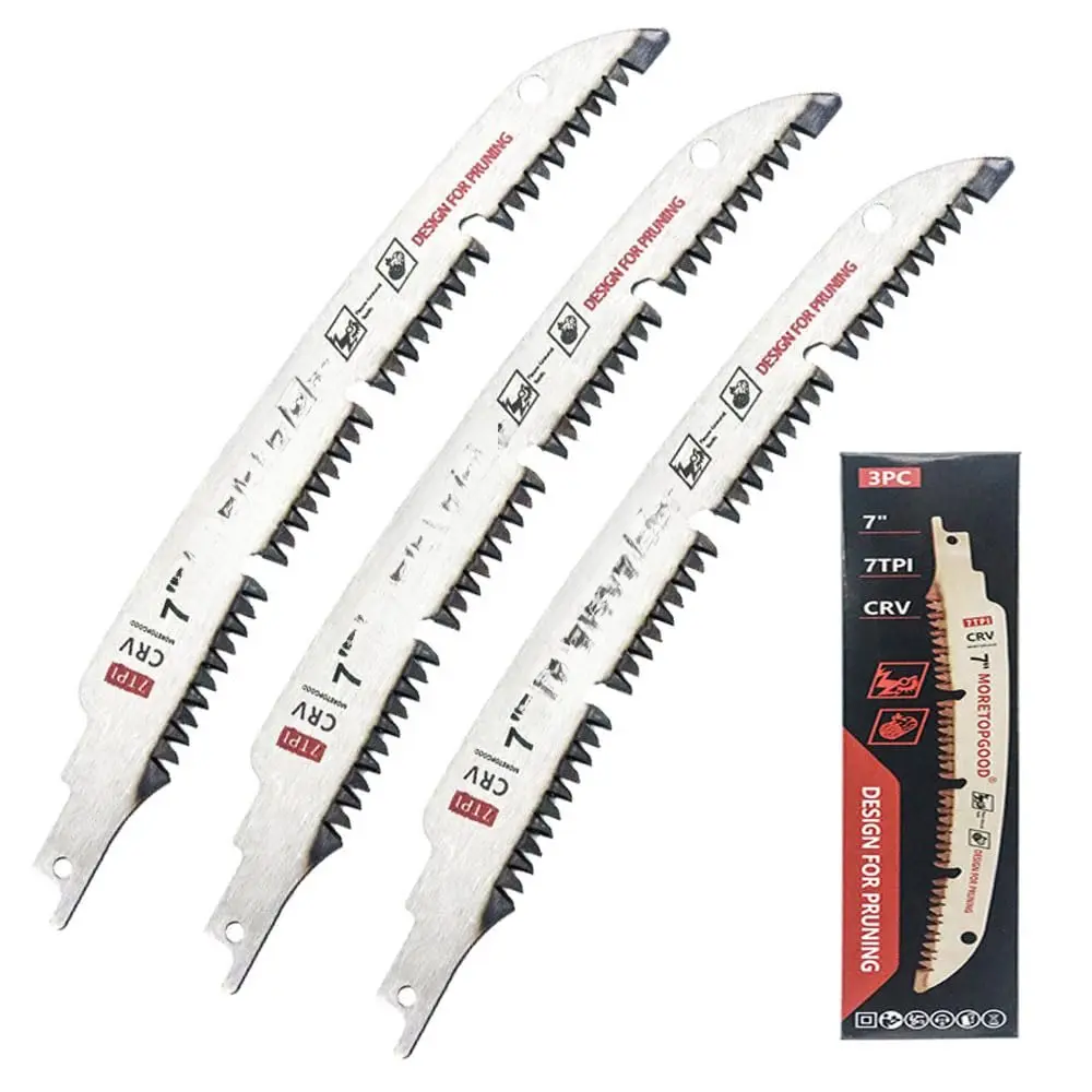 7 Inch Arc Curved Reciprocating   with Chipconveyor Design, 7TPI   with Arc   Pruning   for Tree Trimming,  ,3-Pack