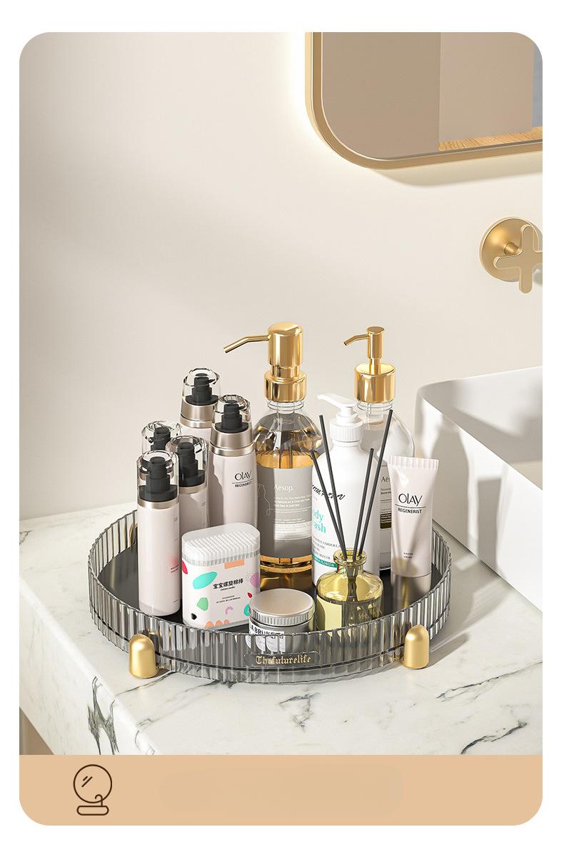 rotating cosmetic organizer, large capacity transparent acrylic for storing cosmetics and skincare products, multi-layer rotating perfume organizer with li
