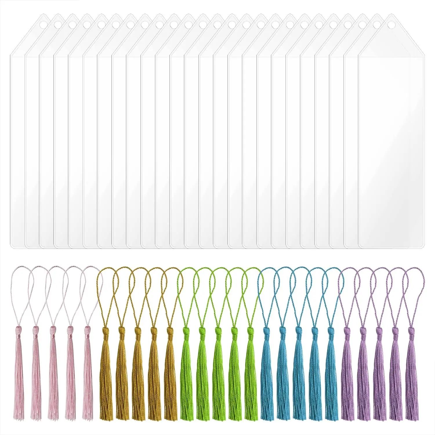 Plastic Bookmark Sleeves with Tassels  15 count Clear Blank Vinyl Photo Booth Strip Frames Holder Cover with Hole for Christmas Valentine’s Day Wedding Graduation Party Favor  Tags (15)