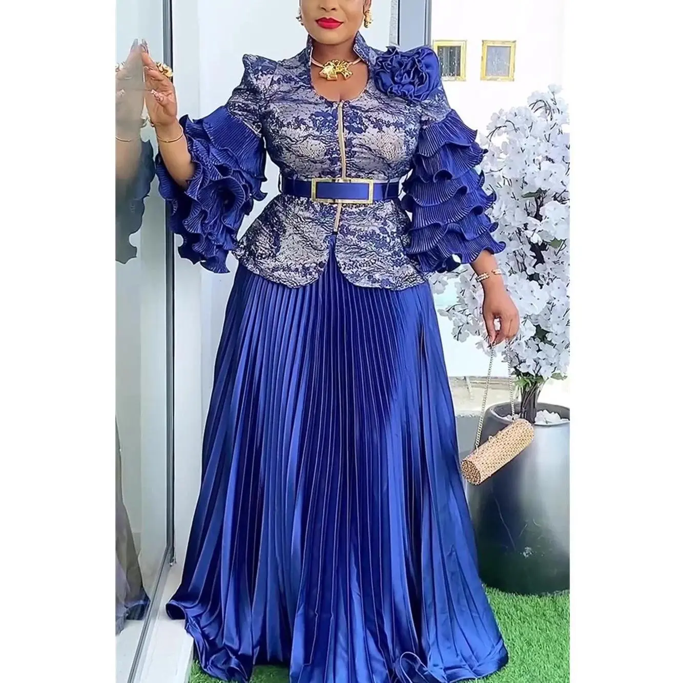 African Clothes for Women 2 PCS Sets Tops And Skirts Suits Dashiki Ankara Turkey Outfits Gown Plus Size Wedding Party Dresses