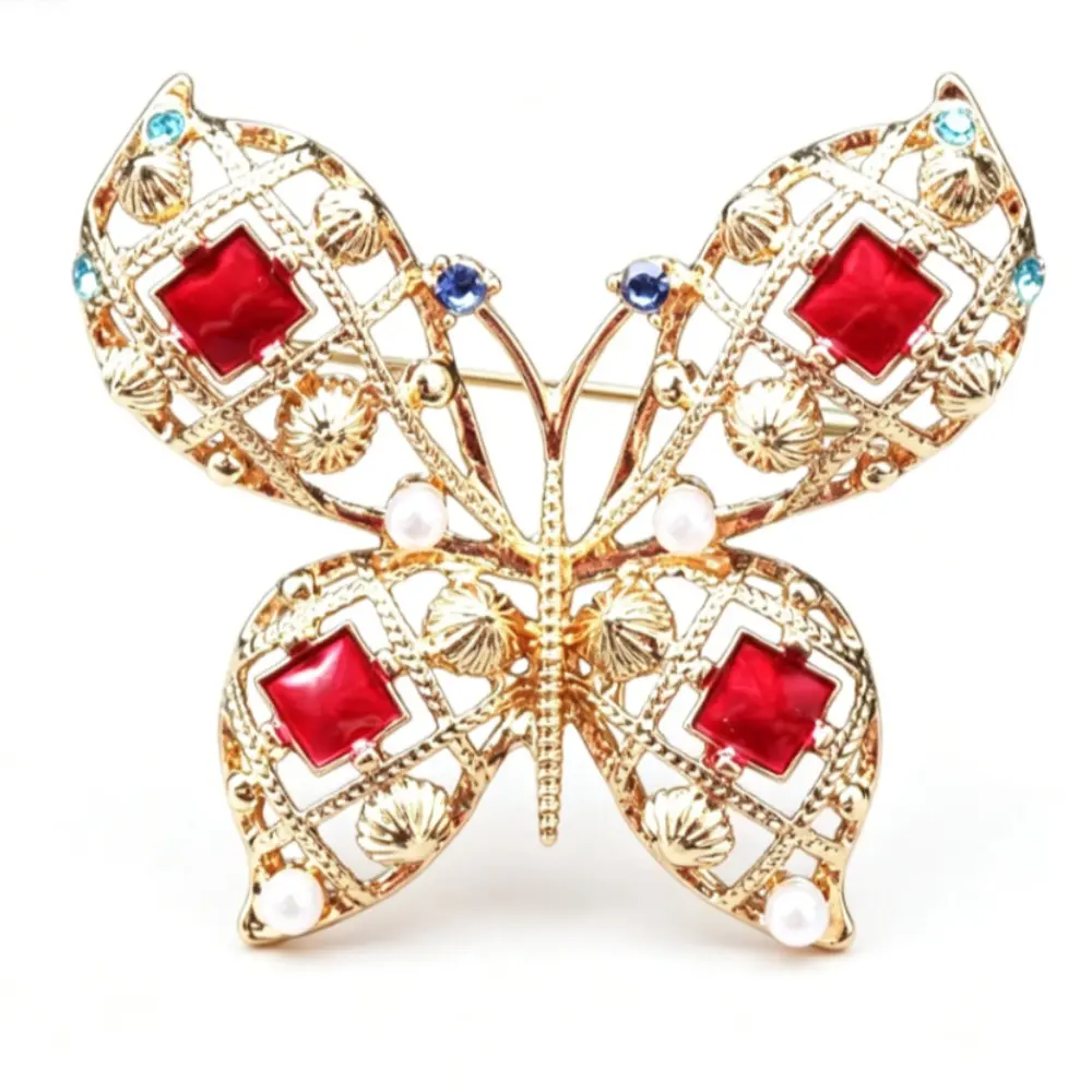 Unisex Stylish Sparkly Hollow Butterfly Brooch Elegant Statement Pin for Formal  Daily Outfits