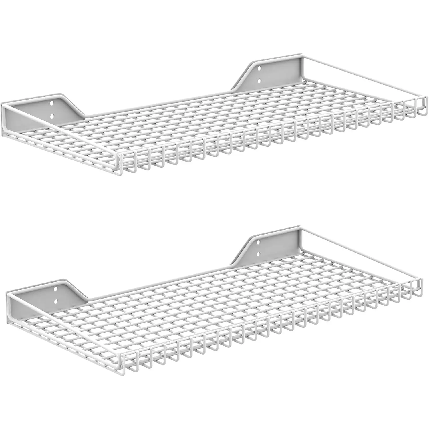Heavy-Duty Steel Wall Shelves, 2 Pack Floating Shelf Set for Garage and Laundry Room, Easy Installation - 65 lbs Capacity, 23.5" X 12" Inch, White, Wall Mount, Two Pieces