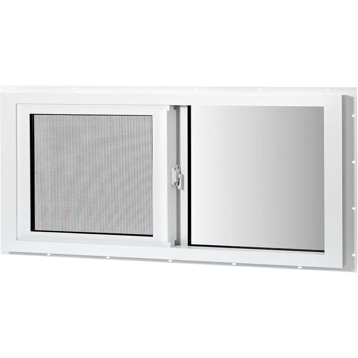 Vinyl Basement Sliding Window, 24" x 12" White | Removable Glass Pane, Double Pane Insulated Tempered Glass, and Mesh Screen for Basement Bathroom  RV Garage