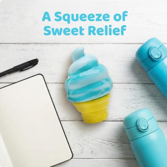 Needoh Cute Ice Cream Squishy Fidget Toy – Slow Rising Sensory Stress Relief Dough Ball, Creative Easter Basket Stuffer, Fun Gift for Kids & Adults