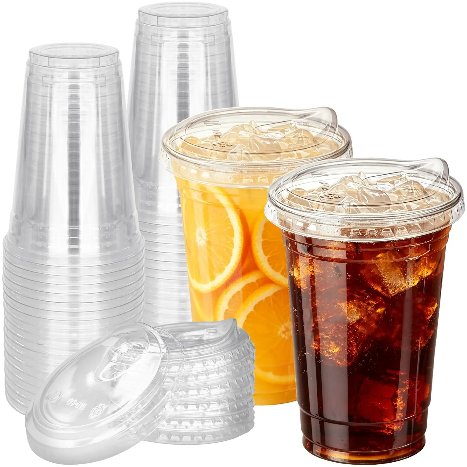 50-Pack 16oz Transparent Disposable Coffee Cups with Lids, Insulated Plastic, Leak-Proof, Ideal for Iced Drinks, Home, Restaurant, Party