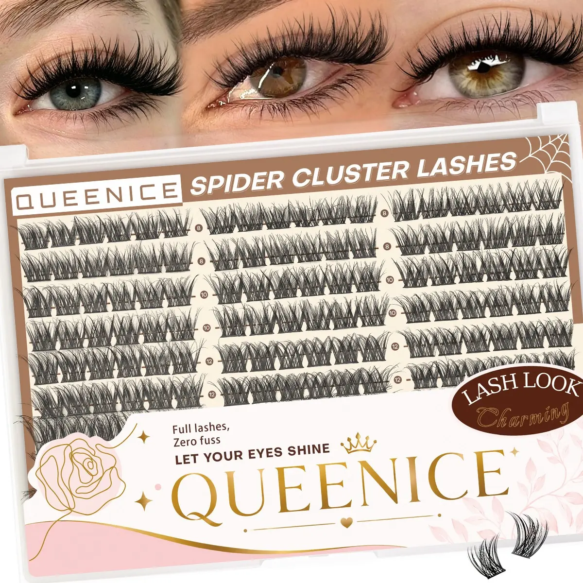 D Curl Spider Cluster Lashes, Wispy Volume DIY Lash Extensions, 3D Multi-Layer Natural Fairy False Eyelashes, Soft Lightweight At-Home Lash Set