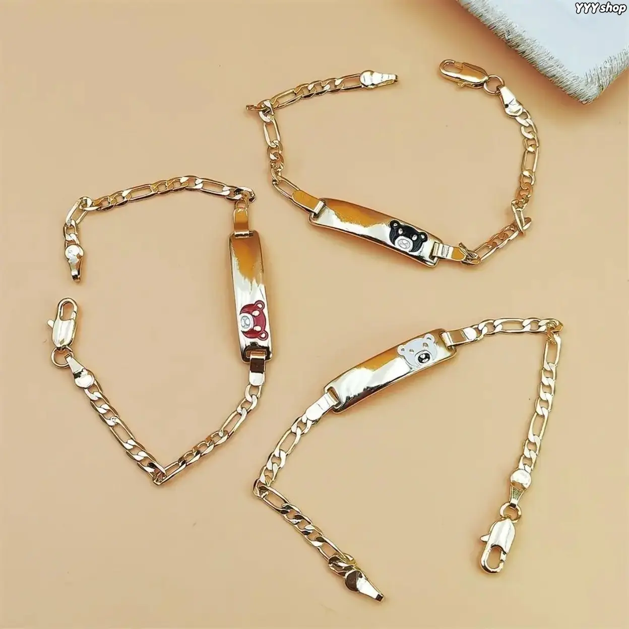 Toddler Girls Gold-Plated Chain Bracelet, Adjustable Size Breathable Summer Style Costume Jewelry, Cute Dainty Wrist Accessory, Sweet Holiday Gift For Little Girls, Perfect For Valentine’s Day,summervibes