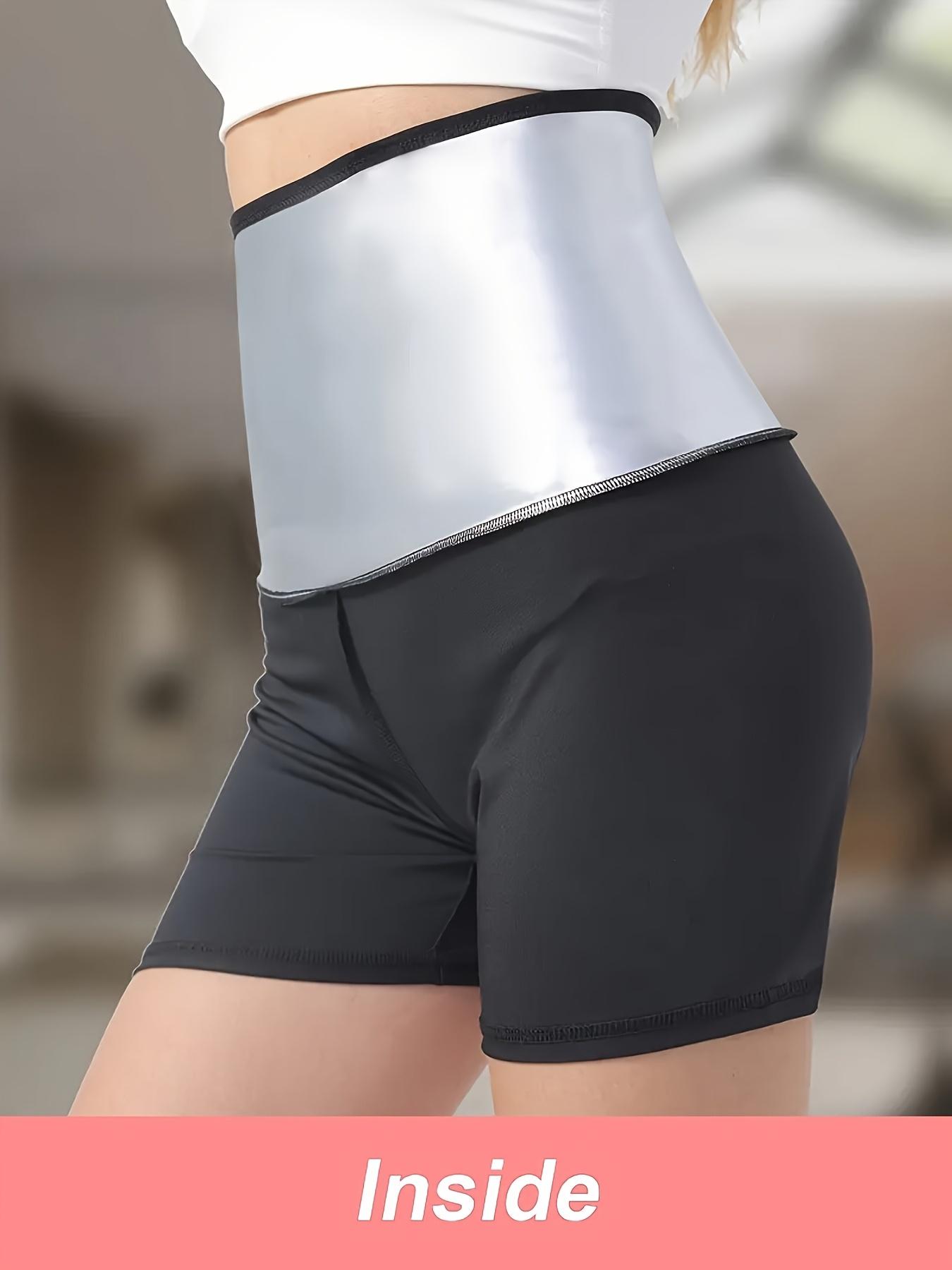 1pc Women'S Sauna Shorts |     High Stretch, Sweat-Absorbent Waist Sports Pants, Suitable for Yoga, Running, Fitness