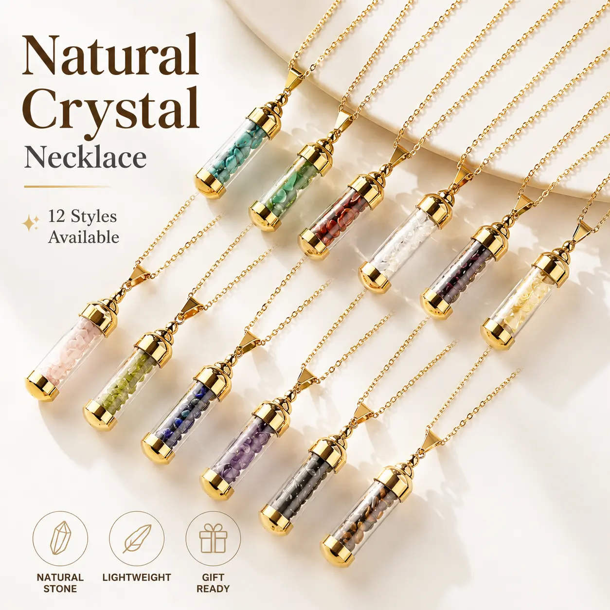 【For U Gifts】2026 NEW Women's Mystical Wishing Bottle Necklace - Witchy Unique Accessories with Colorful Crystal, Pentagram Pendant Pagan Amulet, Stainless Steel Chain for Spiritual Protection, Summer Gift for 2026