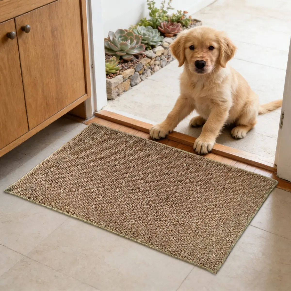 Pet Feeding Mat Indoor Door Mat, Non-Slip Washable Floor Rug for Dogs & Cats, Mud and Dirt Trap Entry Mat, Paw Cleaning Carpet, Shoe Scraper Mat, Litter Box Floor Protector