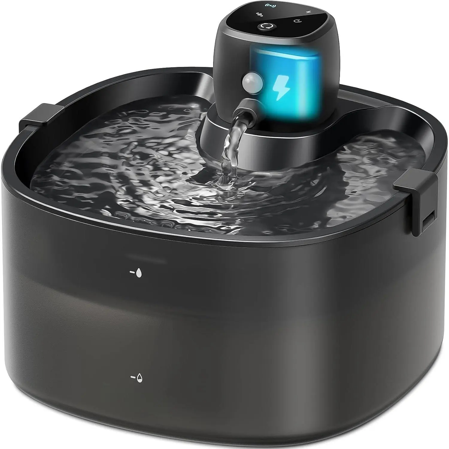 Cordless  Water Fountain,  Operated, Black, 78oz/2.3L |   Fountain Rechargeable 4000mAh, Motion Sensor, Ultra-Quiet Pump, Locking Lid, Automatic  Fountain