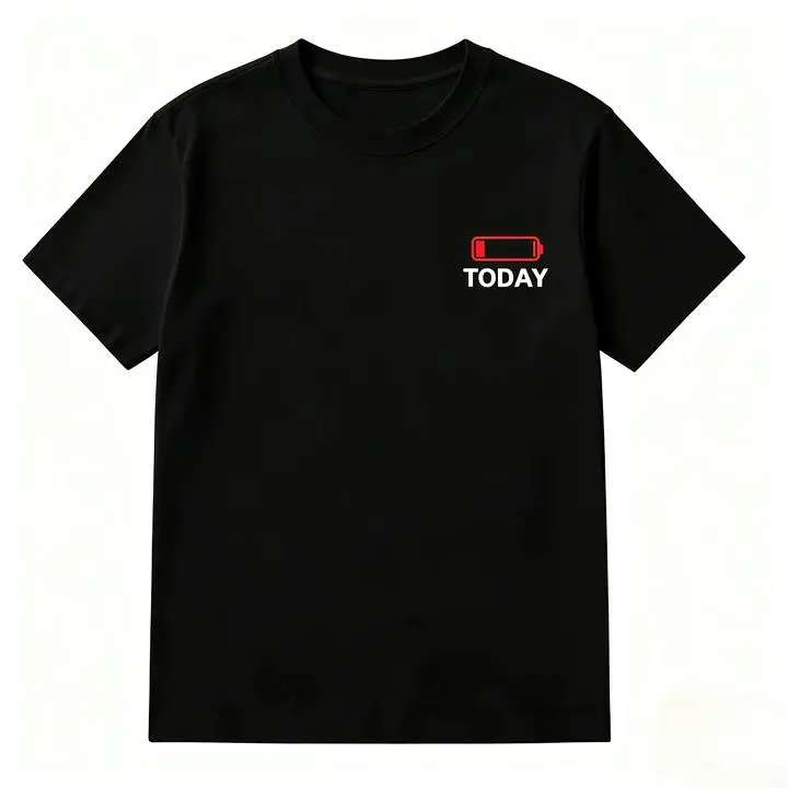 Today 0% Energy Leave Me Alone Funny Low Battery Mood T-Shirt, Introvert Worker Humor Unisex Casual Tee