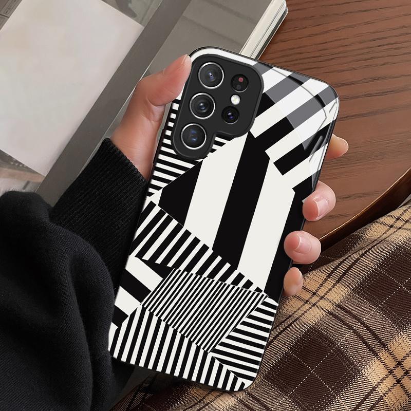 Phone Case: Creative Black and White Striped New Phone Case for Samsung Galaxy S26 S25 S24 S23 S22Pro S21 S20 Fe Plus Ultra Pro A56 A55 A54 A53 A52 A51 A36 A35 A34 A32 A26 A25 A24 A23 A16 A15 A14 A06 A05 A03s