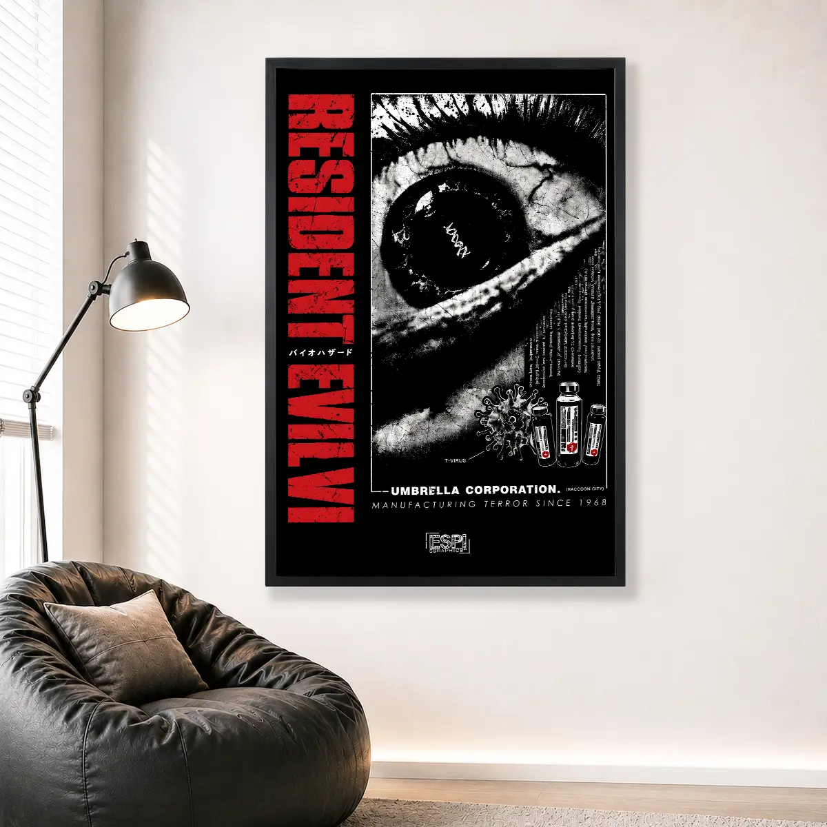 Resident Evil (1996) Original Nightmare Canvas Wall Art, Vintage Laboratory Blueprint Poster for Gaming Room Decor