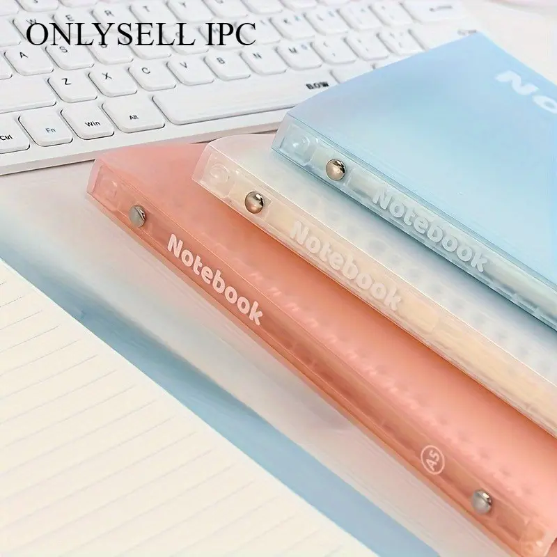 1pc A5, B5 Soft Shell PP Frosted Rollable Soft Cover 10 Holes Non-adhesive Removable Horizontal Line Loose-leaf Book Conference Record Book (School Student Stationery Study Notebook Office Supplies Business Notebook 30 Sheets) School Notebooks