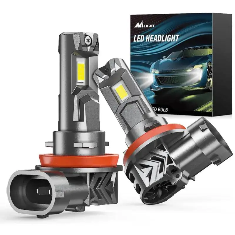 Nilight H11/H9/H8 LED Headlight Bulbs E4S Series 80W 20000LM 6500K IP67 | 2 BULBS