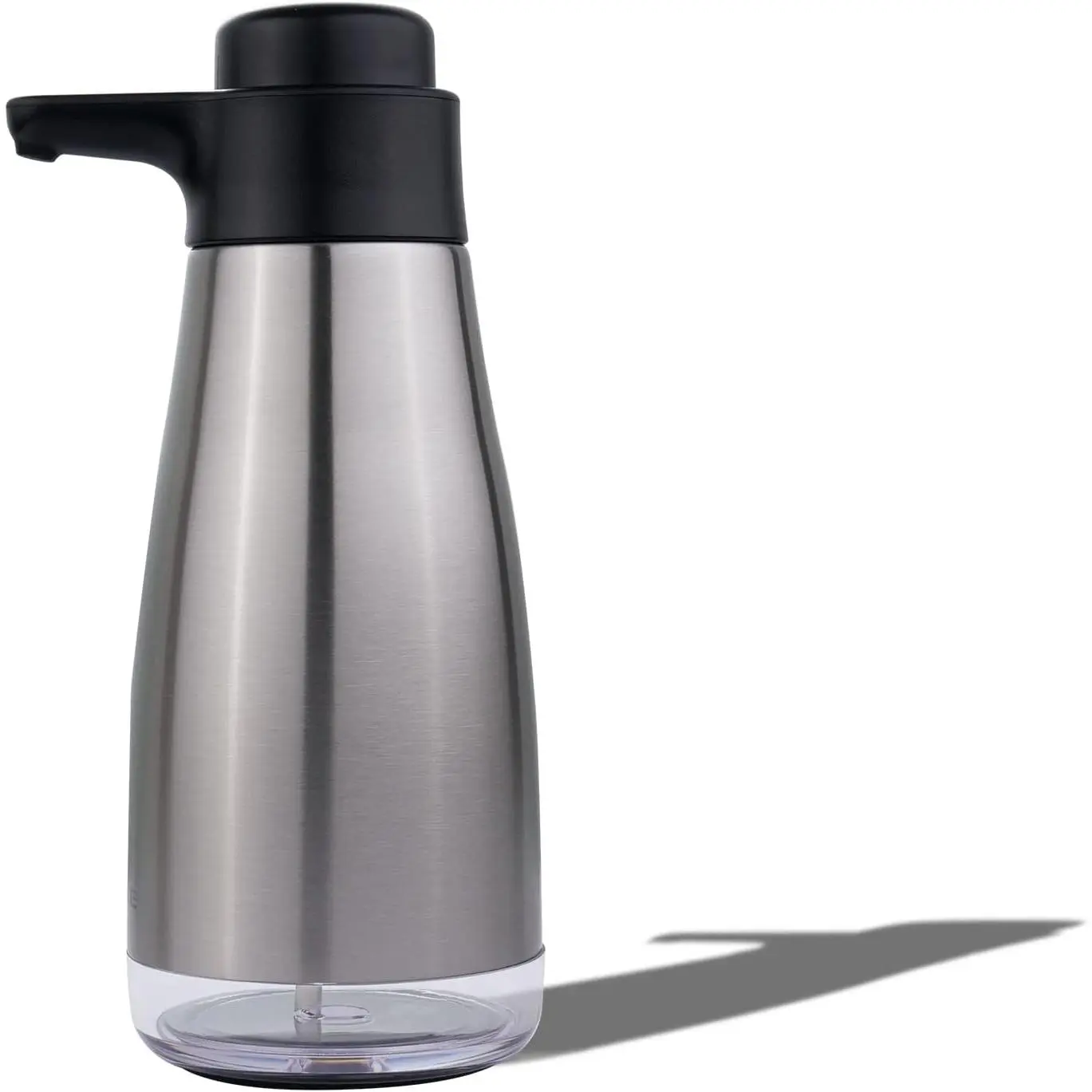 15oz Liquid Soap Dispenser for Dish and Hand Soap Stainless Finish |   Easy Push Durable Pump, No-Slip Base with Clear Liquid Window, Easy Refill Wide Opening, for Kitchen Sink and Bathroom