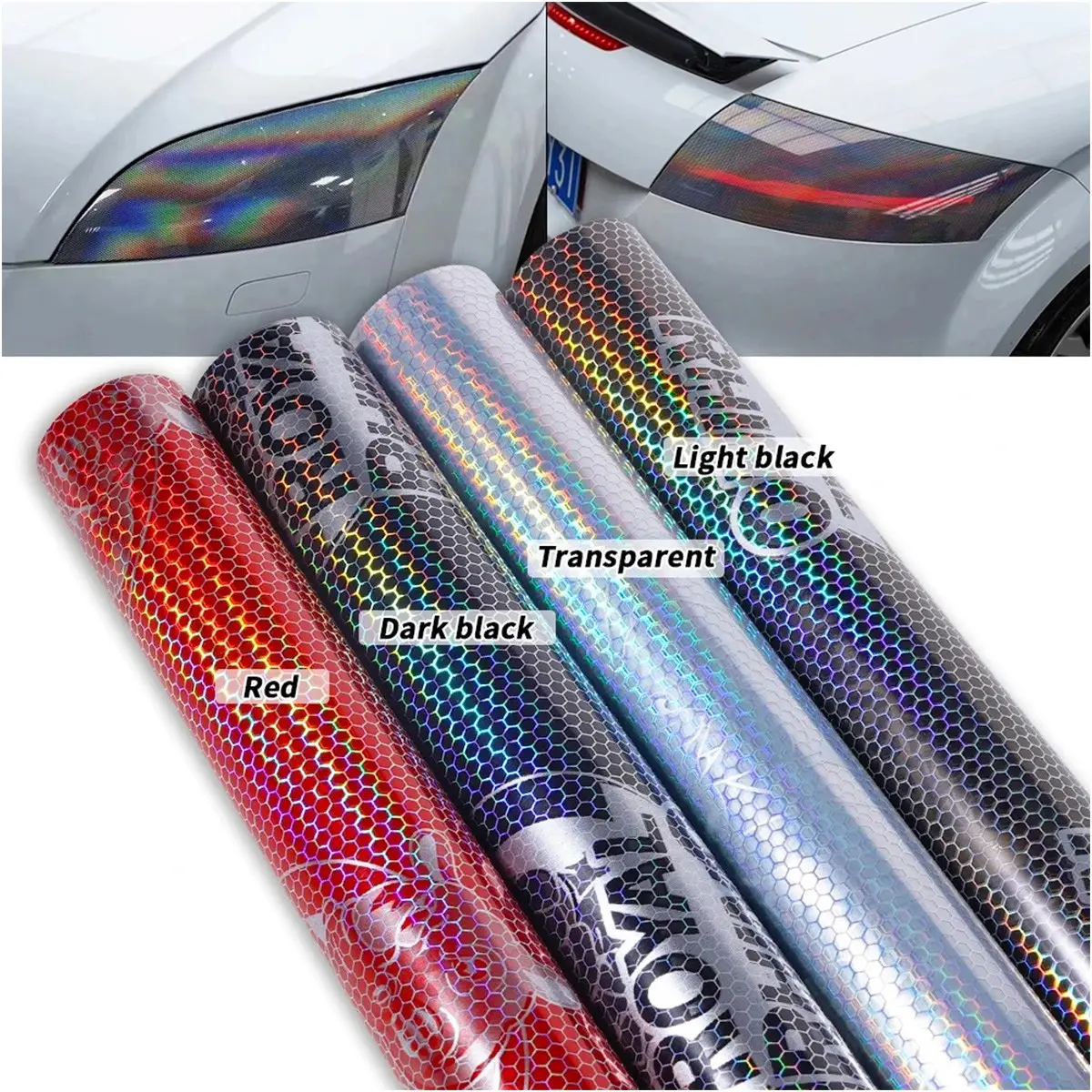 30cmx100cm Laser Laser Honeycomb Light Film, 12 Colors, Enhances Fog Lamp Effect, Cold Color Change, Vinyl Protection for Car Lights