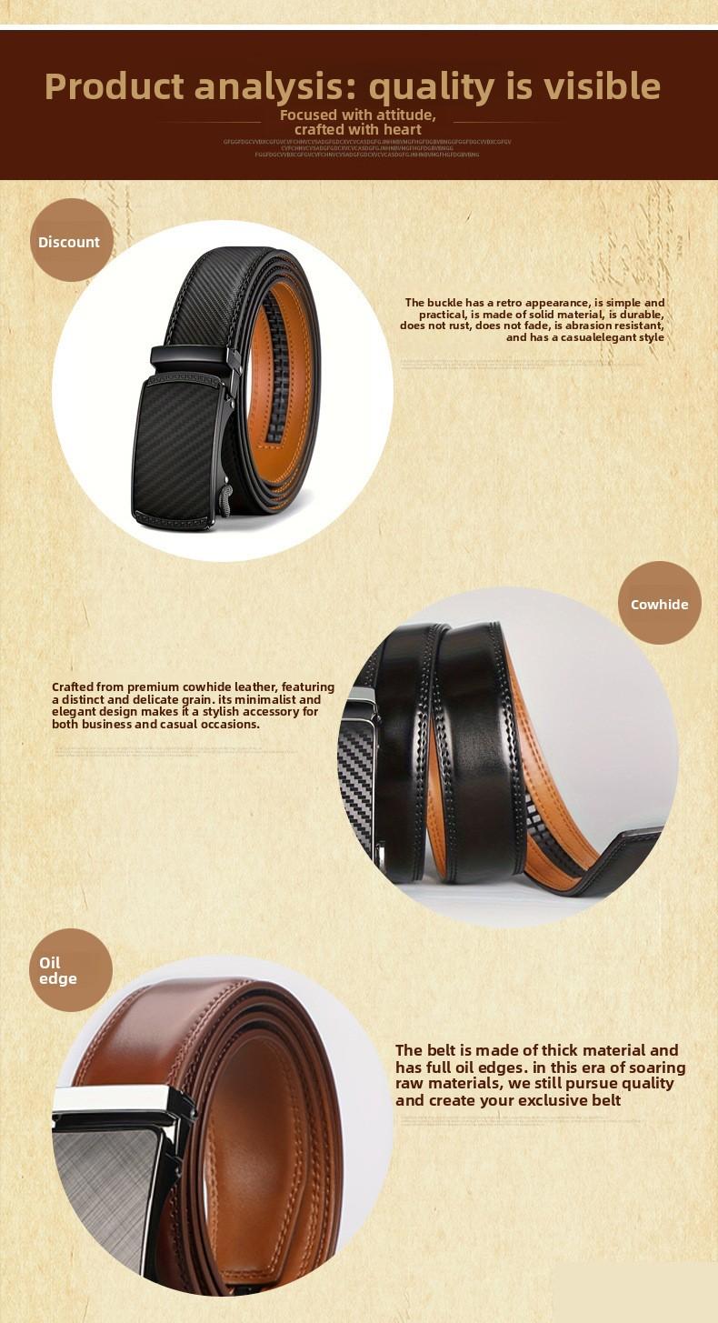 Men's automatic buckle belt, leather belt for young men, business automatic buckle, matte finish