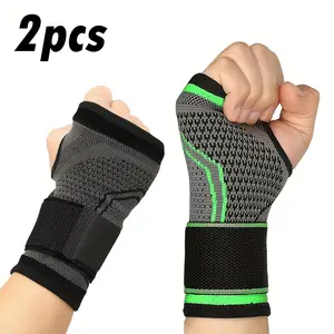 2PCS Adjustable Compression Wraps Wrist Brace - Ideal for Fitness, Sports, Weightlifting - Durable Wrist Support Pressure Bands & Palm Support for Stability and Comfort During Workouts and Activities
