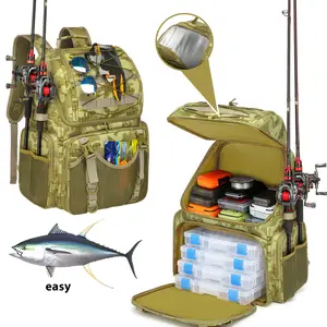 Multi-Functional Fishing Backpack with Rod Holder - Large Capacity Tackle Storage