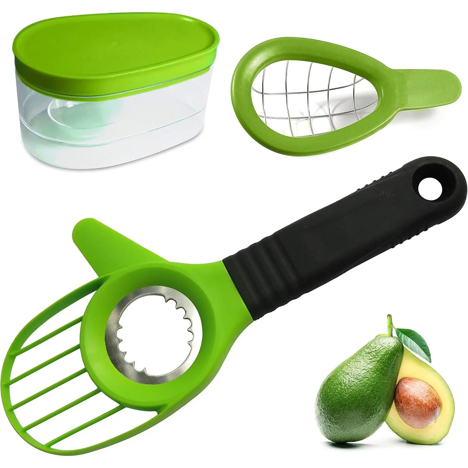 Slicer 3 Piece Set - Avocado Slicer Tool, Cutter, Knife, Peeler, Pitter, Cuber, Dicer & Avocado Keeper For Everything That You Will Ever Need For Your Avocados