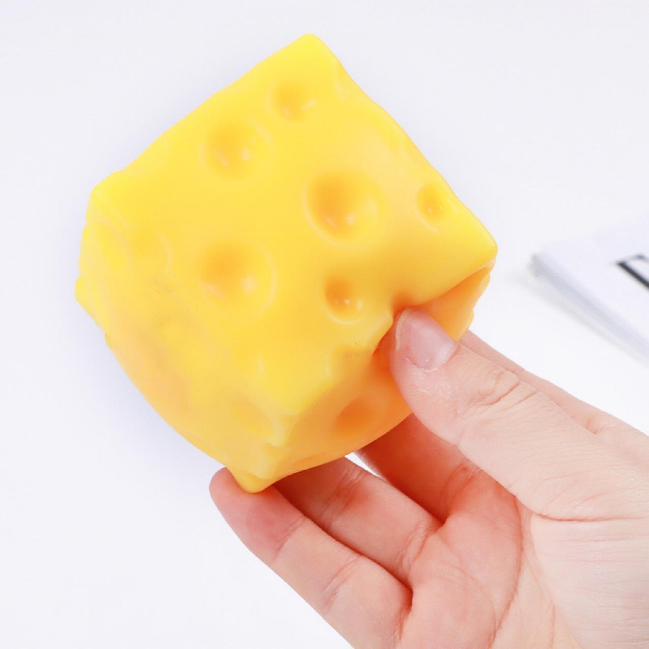 Soft Elastic Cheese Block - Yellow Moldable Stress-Relief Toy, With Squeezing Function, Suitable For Play And Relaxation. The Rebound Sensory Toy Helps With Relaxation And Concentration, Sensory Cheese Toy For Children And Adults