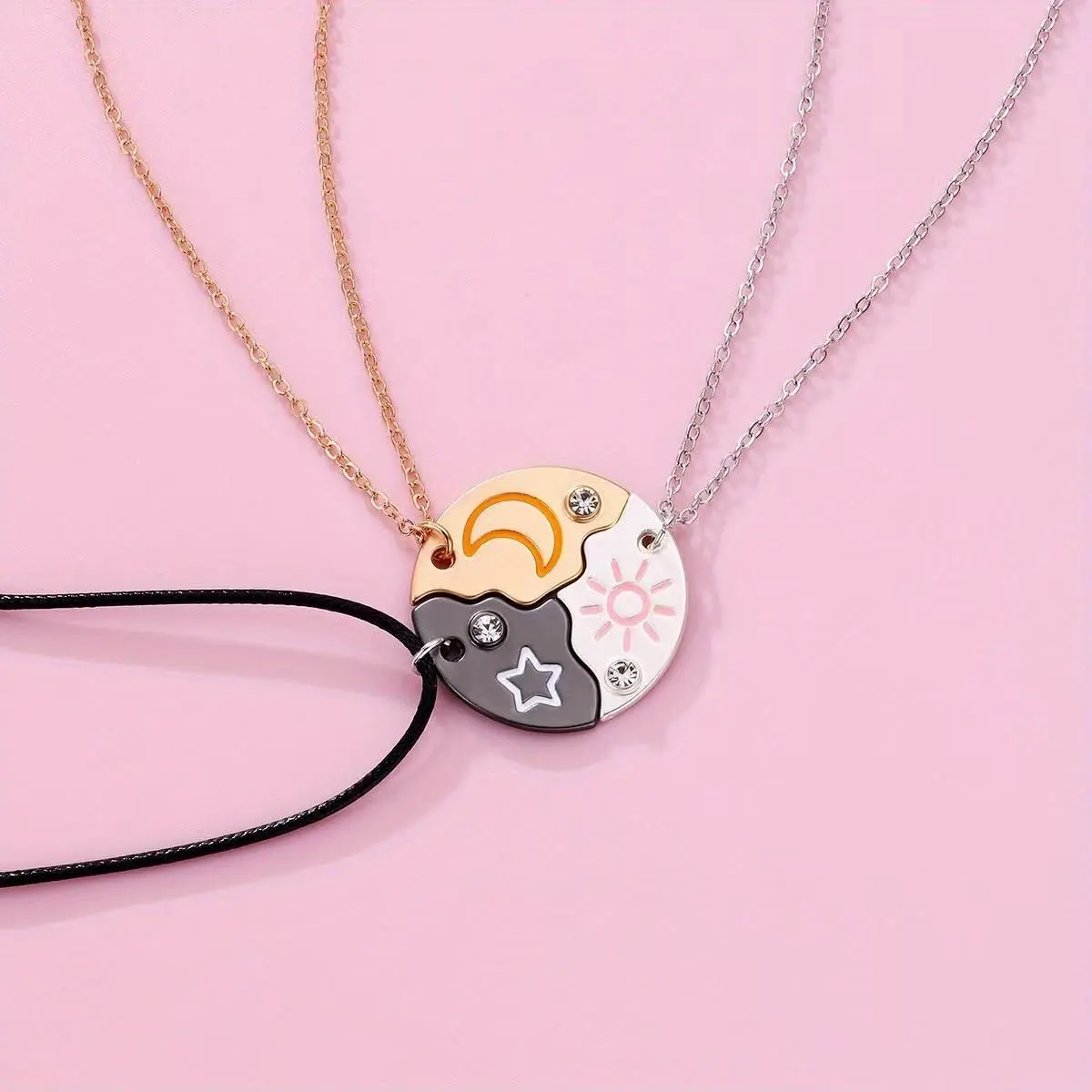 Three-Piece Star Moon Sun Interlocking Bracelet Set, Alloy Friendship Jewelry, Best Friends & Bffs Gift, Durable & Stylish Design
