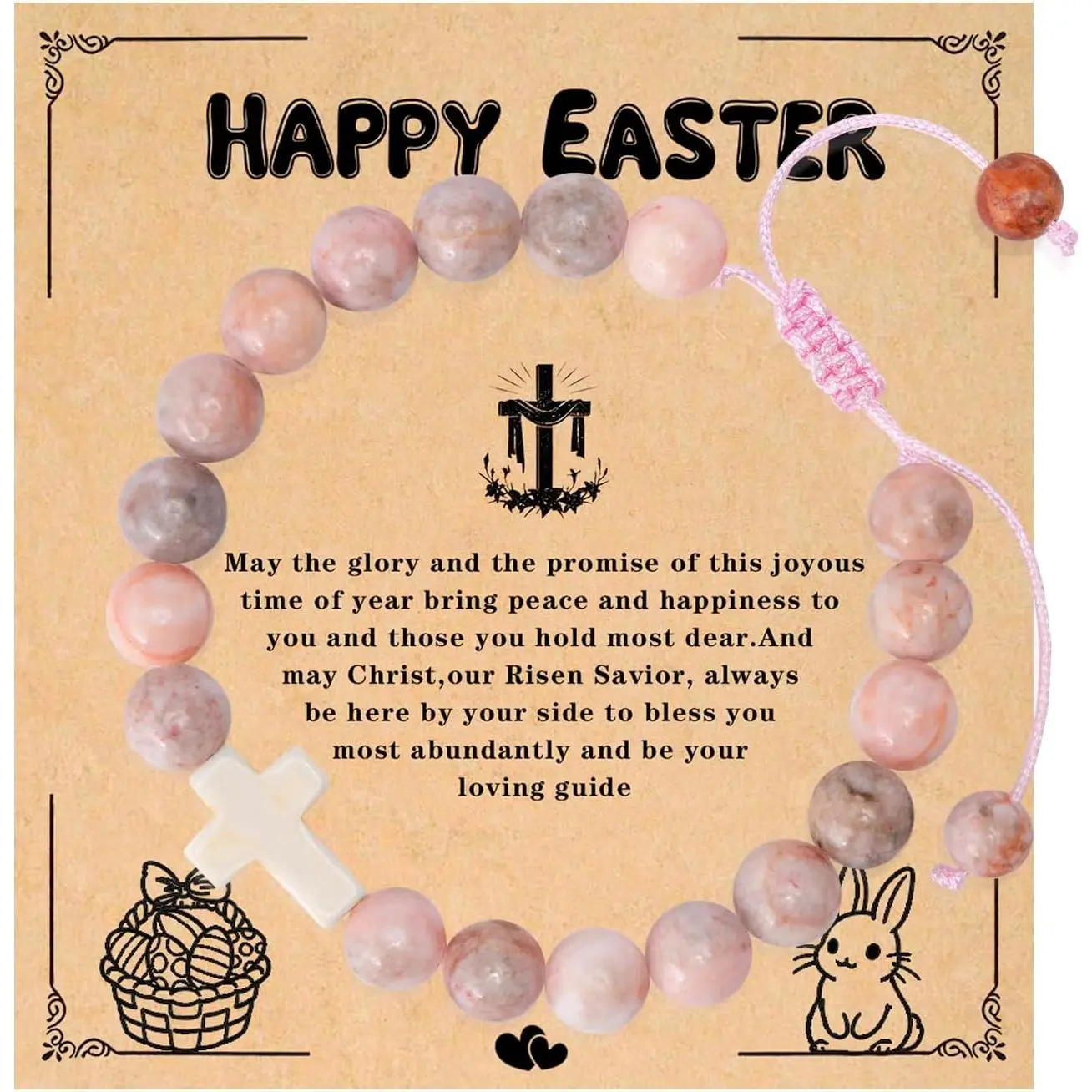 Easter Gifts for Teen Girls & Women - Bunny Beaded Bracelet Set -  Easter basket stuffers
