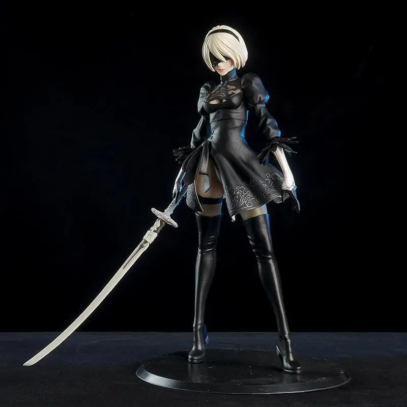 Anime Enthusiast Gift, Nier:automata 2b Yorha Type-2b Figure, 27cm PVC Statue, Dress Eye Mask Samurai Sword, Desktop Display, Birthday Present