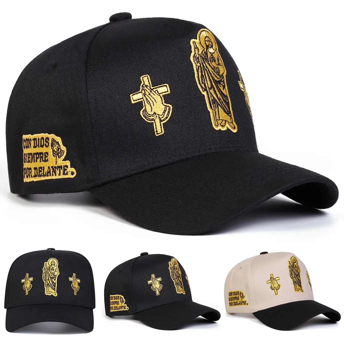 Unisex Jesus Cross Embroidered Five-panel Baseball Cap Outdoor Adjustable Sunscreen Leisure Hat Spring Autumn Travel Tourism Beach Vacation