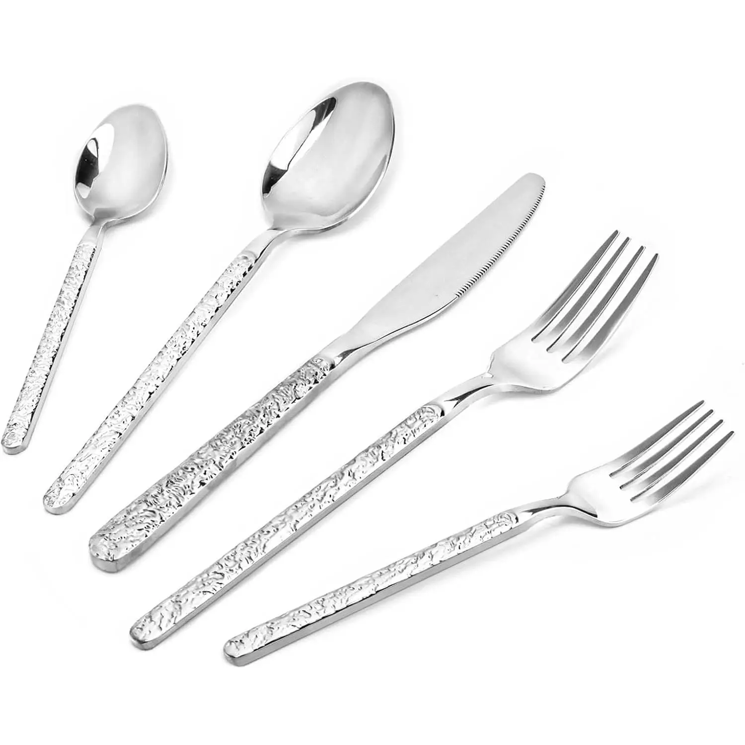 20- Silverware Set,  Hammered Stainless Steel Flatware Set, Cutlery Set Service for 4, Kitchen Utensil Set, Tableware Set Including Fork  Spoon Set,Dishwasher Safe, FS202402