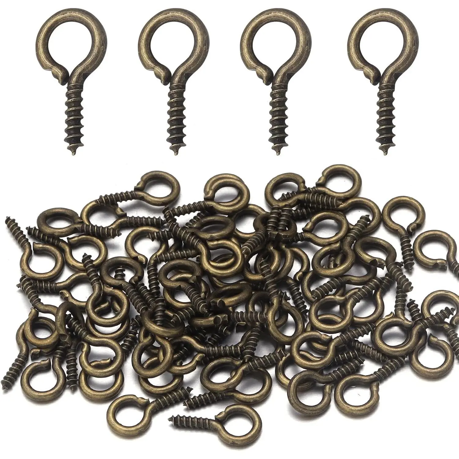 200 Pcs Gold Tone 0.55inch/7X14mm Screw Threaded Eye Pins Hooks Eyelets Clasps for DIY Jewelry Making