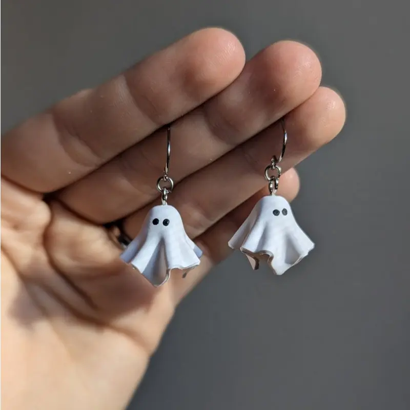 Cute Ghost Dangle Earrings, 2024 Bestselling Costume Jewelry, Popular on Xiyin & Temu, Halloween Carnival Party Accessory