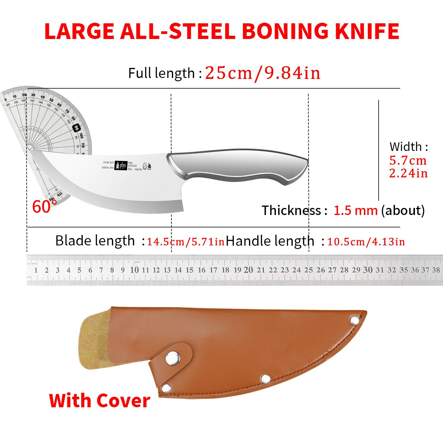 All-Steel Bone Knife with Leather Sheath. Professional Grade Meat Cleaver with Comfortable Grip for Outdoor Barbecue and Home Kitchens - Chef Fixed Blade Knives All-Steel Bone Knife with Leather Sheath. Professional Grade Meat Cleaver with Comfortable Grip for Outdoor Barbecue and Home Kitchens - Chef Fixed Blade Knives