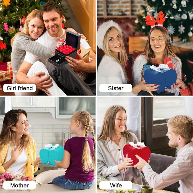 100 Languages Heart Shaped Preserved Rose I Love You Necklace for Mom, Wife, Girlfriend on Mothers Day, Valentines Day