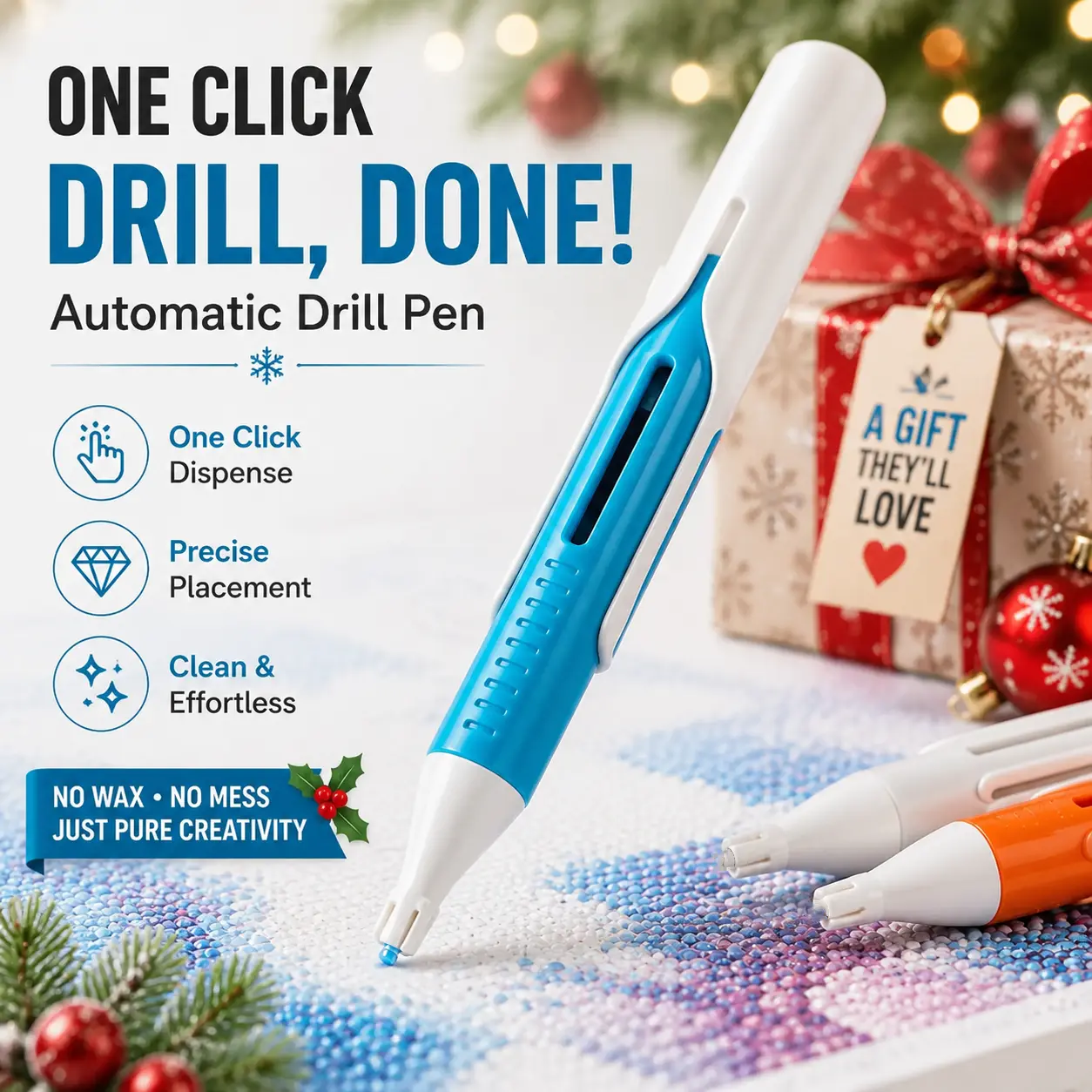 Automatic Diamond Painting Bead Dispenser, No Wax Needed Art Pen,White |     For 2.8mm Round Drills, DIY Crafts, For Adults, No Wax Required, Accessories Kit-YY2