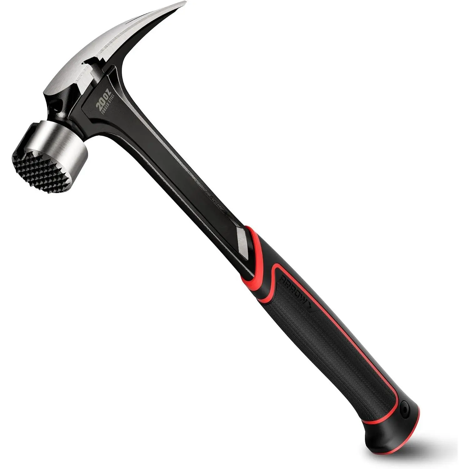 20 oz Straight Claw Hammer with   Holder, Side  Puller,  Claw Hammer with Milled  & Shock Absorbing Grip, Heavy Duty - Forged Hammer