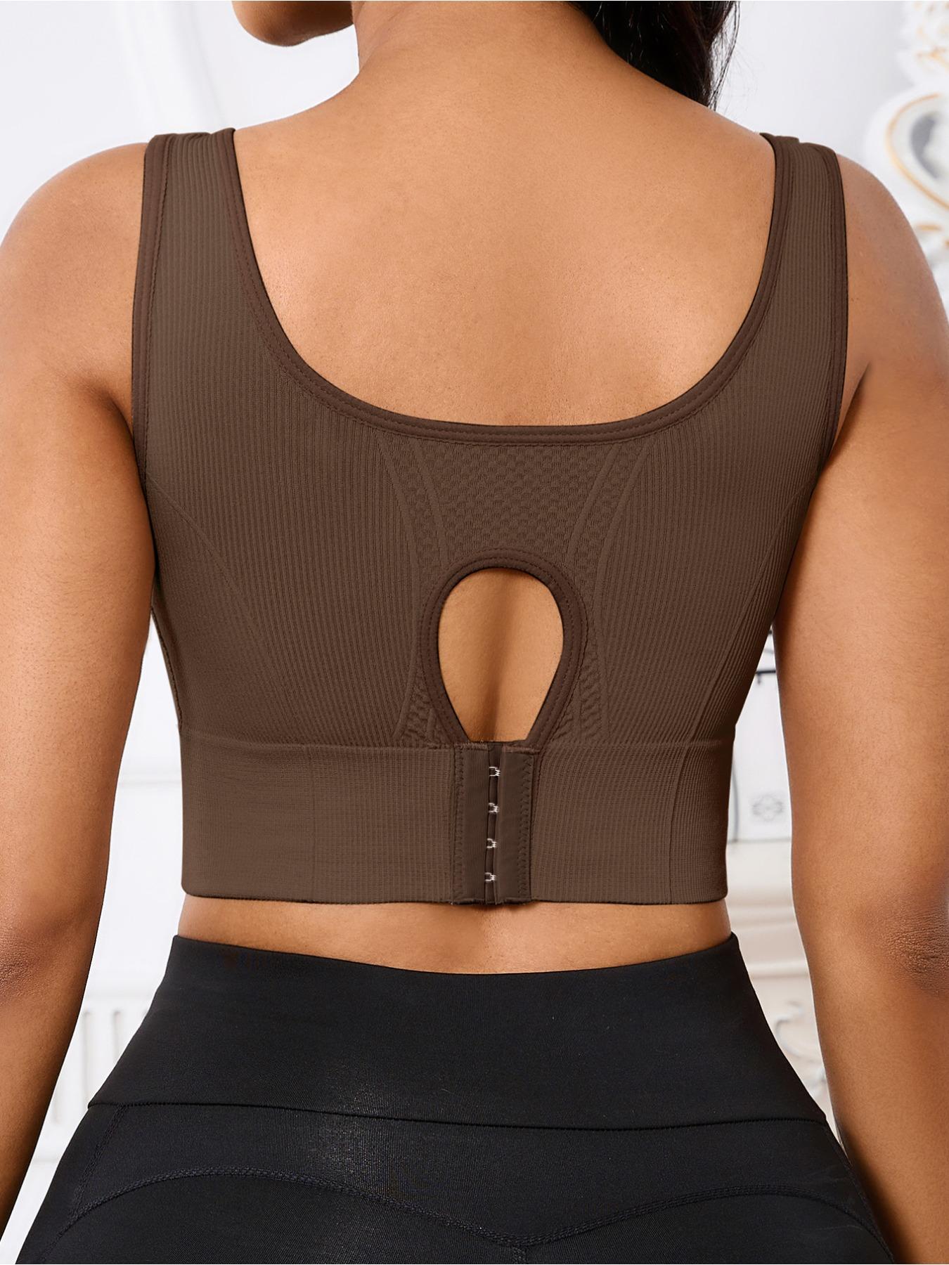 Women's Waffle Texture Sports Bra, Soft Comfortable No Underwire, Medium Support, Wide Shoulder Straps, Backless Design, All Seasons, Wireless Sports Bras