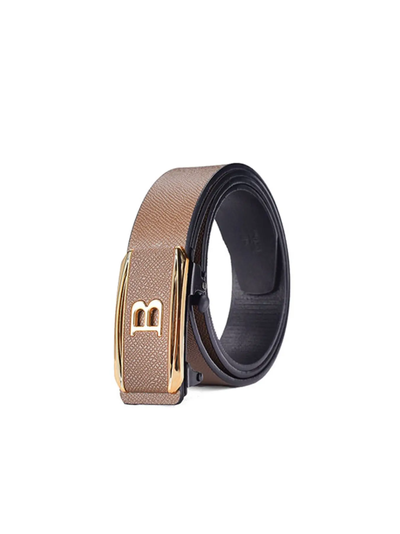 Men's Genuine Leather Belt with Automatic Buckle, Business Casual Letter Waistband for Middle-Aged Men, Trendy Cowhide Pants Strap