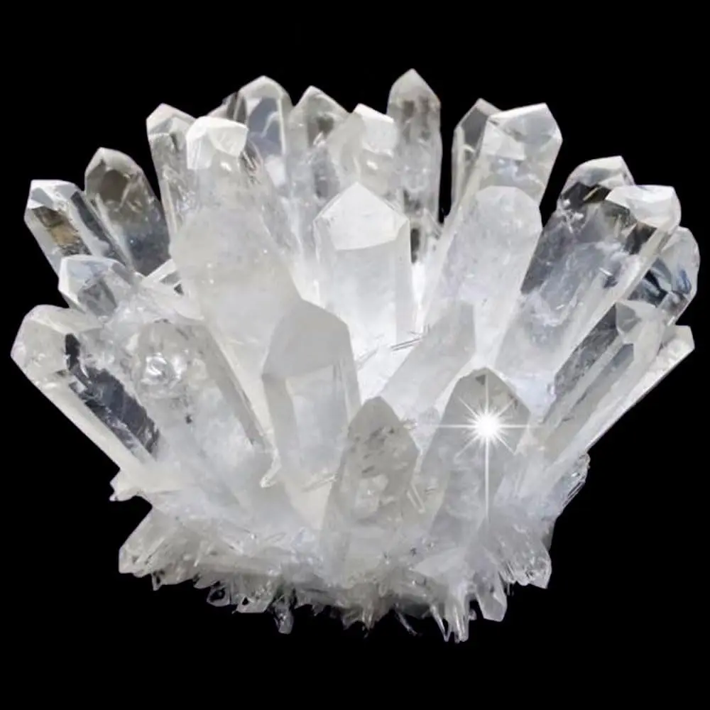 Natural Raw Transparent White Quartz Crystal Cluster Points - 1 pc 2.2 lb Natural Specimen Healing Stone, Home Desktop Ornament, Collectible Father's Day Gift & Gifts for Boyfriend for Indoor Office Table, Father's Day Gifts, One-Piece