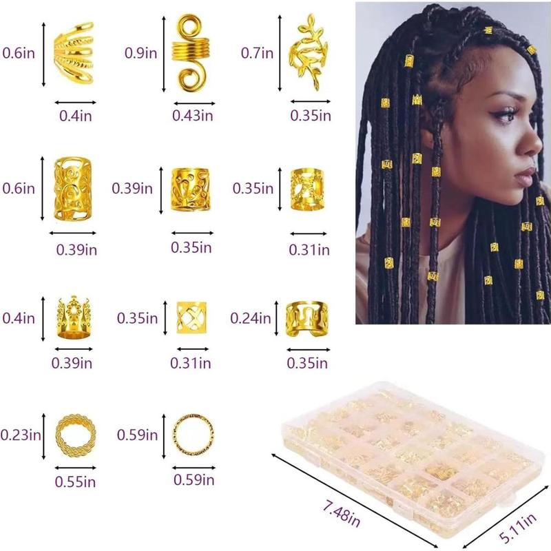 Exquisite Hair Jewelry Set – Multi-Style Dreadlock & Braiding Accessories, High-Quality Metal Construction, Flexible and Adjustable Beads, Ideal for Party Hairstyling and Holiday Gifting Secure Hold Duckbill Clips French Twist Side Comb Large Frosted Oval