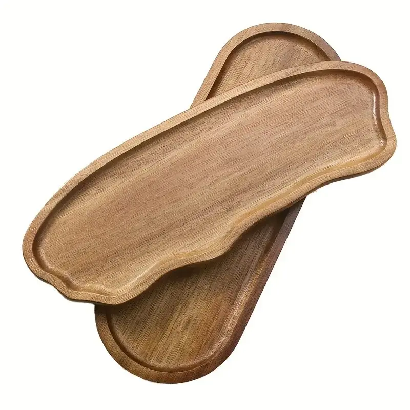 Acacia Wood Tray Set, Rectangular Food Serving Tray, Coffee Tray, Display Tray, Decorative Tray, Cheese Board, Snack Platter, Platters For Serving Food Party, Kitchen Tray, Dessert & Cake Stand - Multipurpose | Wooden Trays, Kitchen Supplies, Home Decor