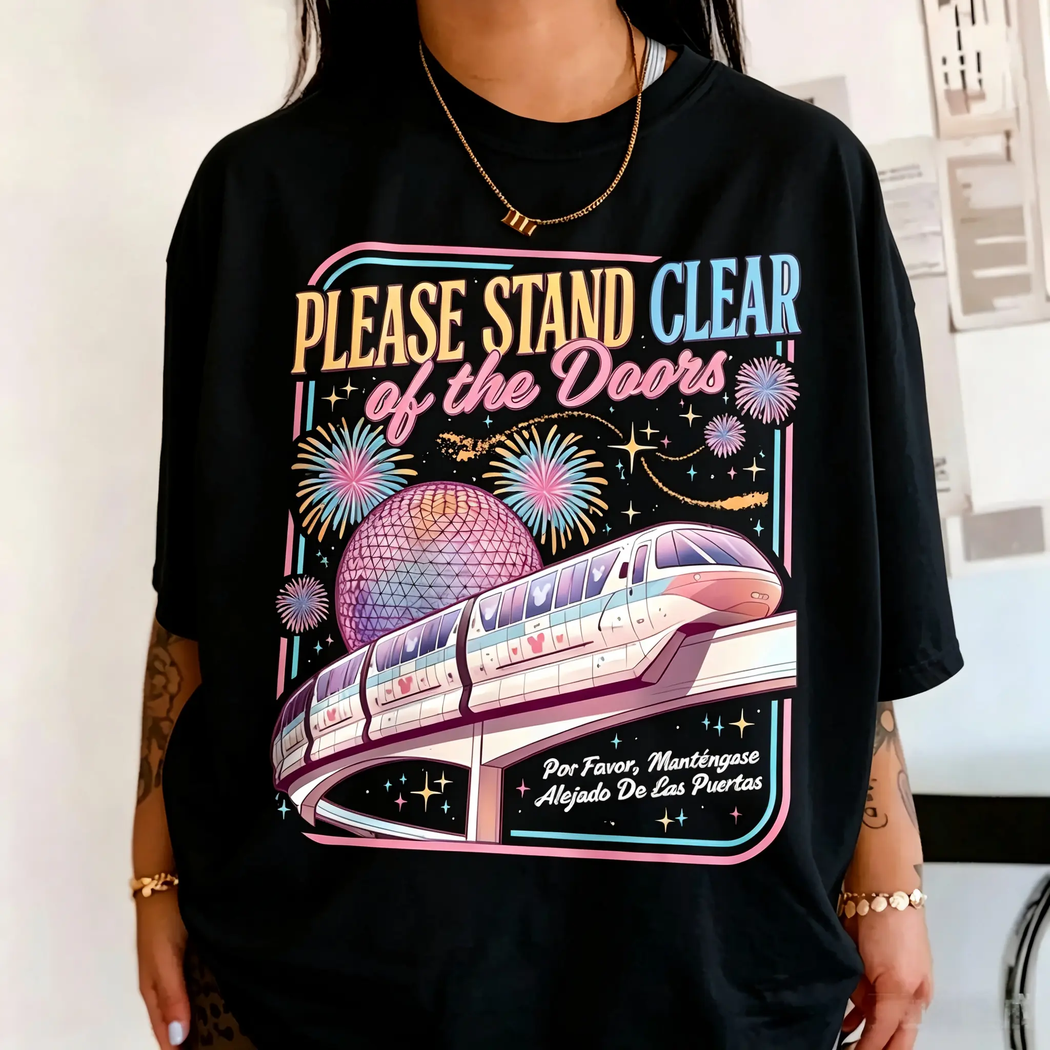 Please Stand Clear Of The Doors Vintage T-shirt Monorail Family Trip Tshirt Gift Idea
