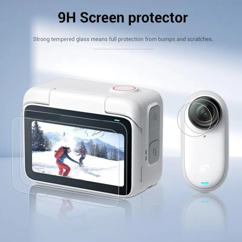 1/2/3/4 Sets Lens & Screen Film for Insta360 GO3, Thin flush design works with magnetic mounts, low glare anti-scratch, no vignetting or color shift. For cycling, hiking, pet & street vlog, multi replacement sheets for portable shooters
