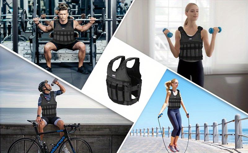 Weighted Vest, Max Loading 110lbs, Adjustable Weight Vest, Fitness Exercise Vest Strength Training Vests Boxing Jacket Workout Equipment for Men Women Sport Running Jogging Workout (with 12 Empty Sandbags, Without Steel Plate Or Sand)