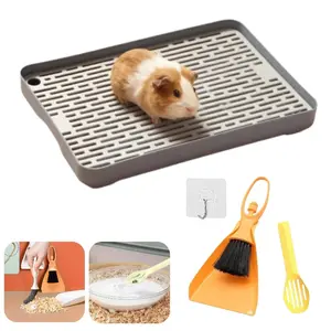 Guinea Pig Training Toilet Kit, Includes Removable Tray, Mini Broom & Dustpan, Adhesive Hook, Hygienic Potty for Hamsters, Ferrets & Bunnies