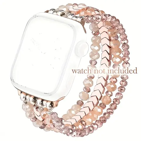 Women's Watch Band (38-49mm), Fashion Handmade Beaded Elastic Smartwatch Strap, Compatible with Apple Watc Ultra/SE/Series, Perfect Gift, Smartwatch Accessories (Band Only)