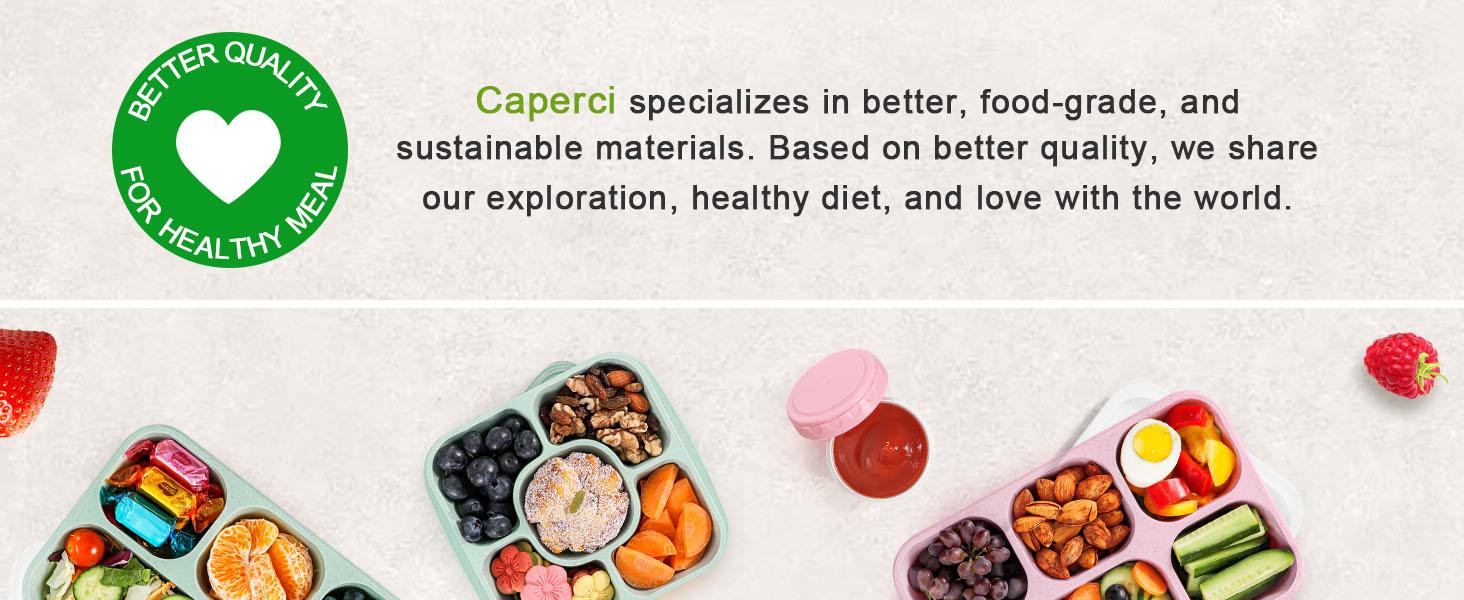 5-Pack Lunchable Container Set for Kids & Adults - Reusable Bento Snack Box Containers with 5-Compartment for Food Storage & Meal Prep, Wheat Straw, BPA-Free (Dark & Clear Lids)