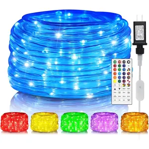 Rope Lights for Outside 40FT 120LED Color Changing Rope Lights with Plug & Remote 24 Colors RGB Twinkle Light Indoor Bedroom LED String Light Outdoor Waterproof Timer for Christmas